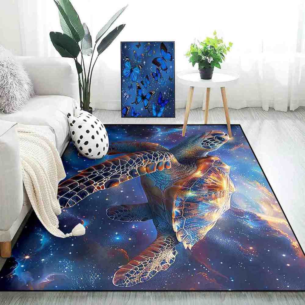 Galactic Sea Turtle Gamer Rug Upgrade Ultra Non-Slip Backing | CozyLil