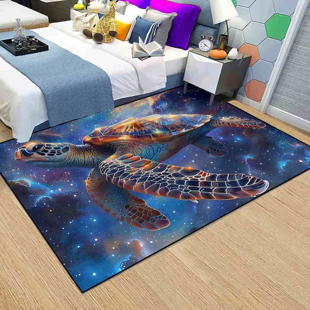 Galactic Sea Turtle Gamer Rug Upgrade Ultra Non-Slip Backing | CozyLil