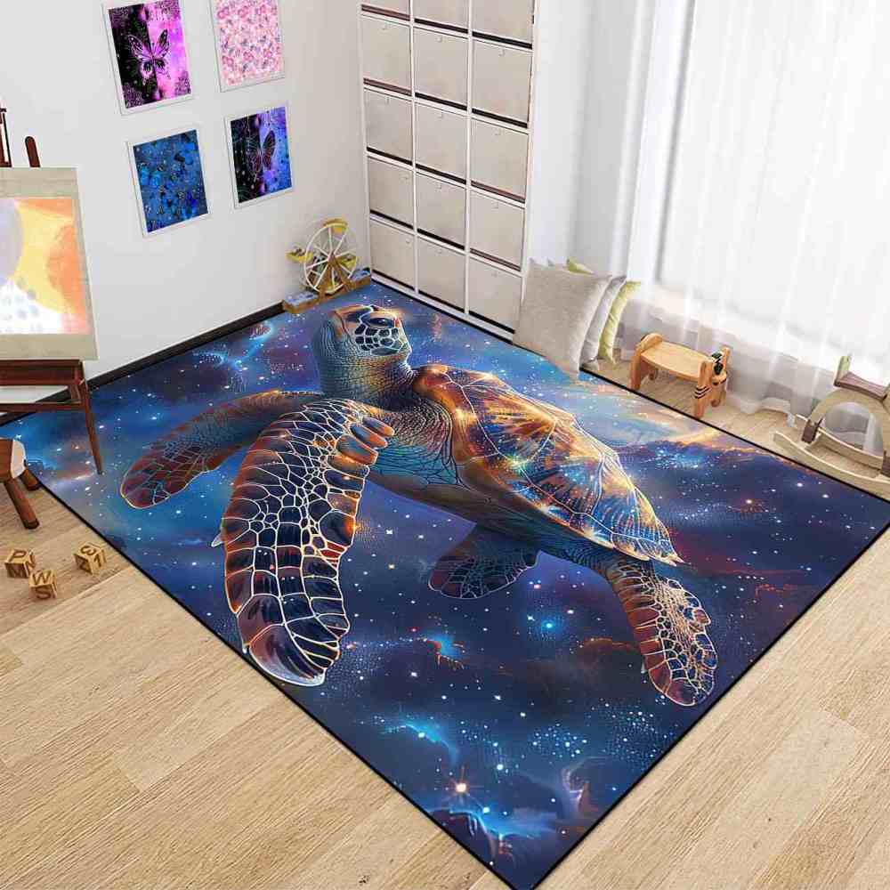 Galactic Sea Turtle Gamer Rug Upgrade Ultra Non-Slip Backing | CozyLil
