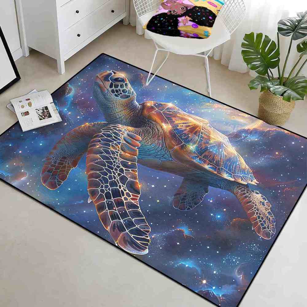 Galactic Sea Turtle Gamer Rug Upgrade Ultra Non-Slip Backing | CozyLil