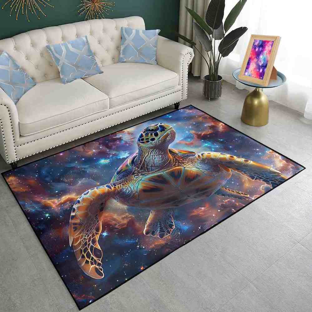 Nebula Space Sea Turtle Rug Upgrade Ultra Non-Slip Backing Boys Room | CozyLil