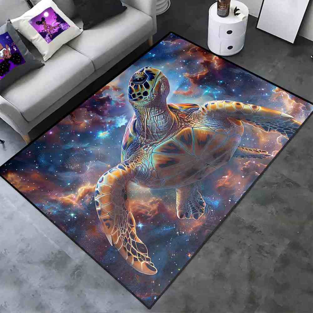 Nebula Space Sea Turtle Rug Upgrade Ultra Non-Slip Backing Boys Room | CozyLil