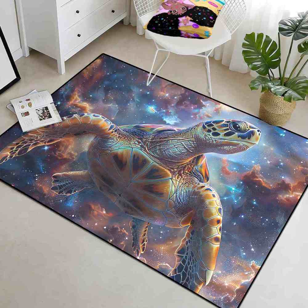 Nebula Space Sea Turtle Rug Upgrade Ultra Non-Slip Backing Boys Room | CozyLil