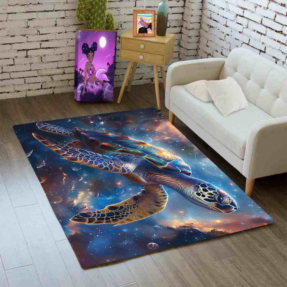 Universe Astro Sea Turtle Rug Upgrade Ultra Non-Slip Backing Gamer | CozyLil
