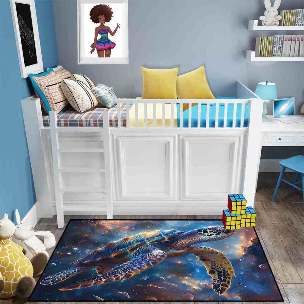 Universe Astro Sea Turtle Rug Upgrade Ultra Non-Slip Backing Gamer | CozyLil