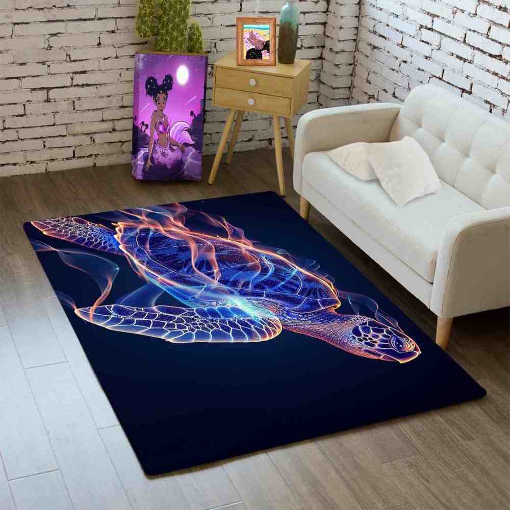 Dynamic Graphic Sea Turtle Gamer Rug Upgrade Ultra Non-Slip Backing | CozyLil