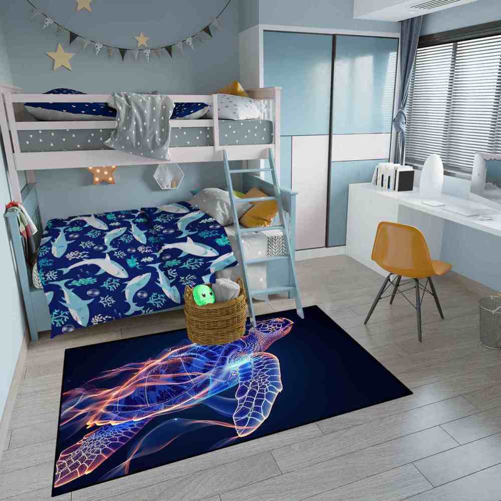 Dynamic Graphic Sea Turtle Gamer Rug Upgrade Ultra Non-Slip Backing | CozyLil