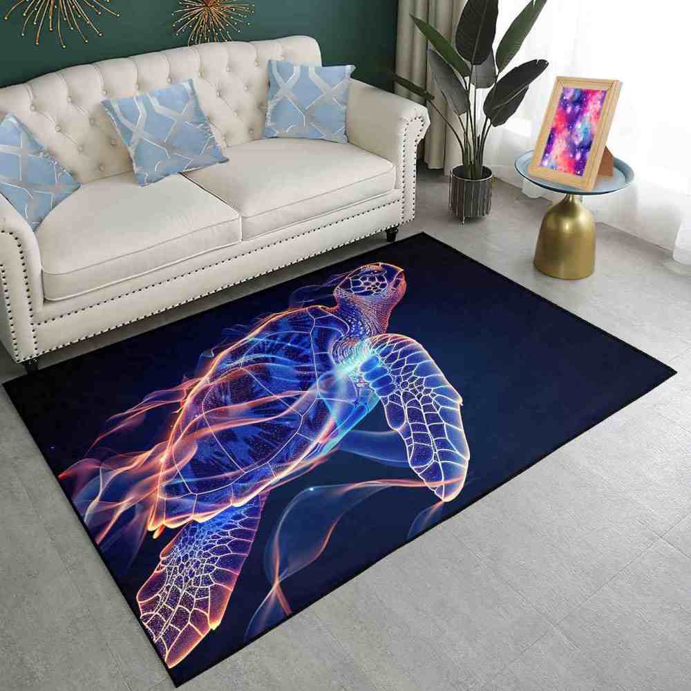 Dynamic Graphic Sea Turtle Gamer Rug Upgrade Ultra Non-Slip Backing | CozyLil