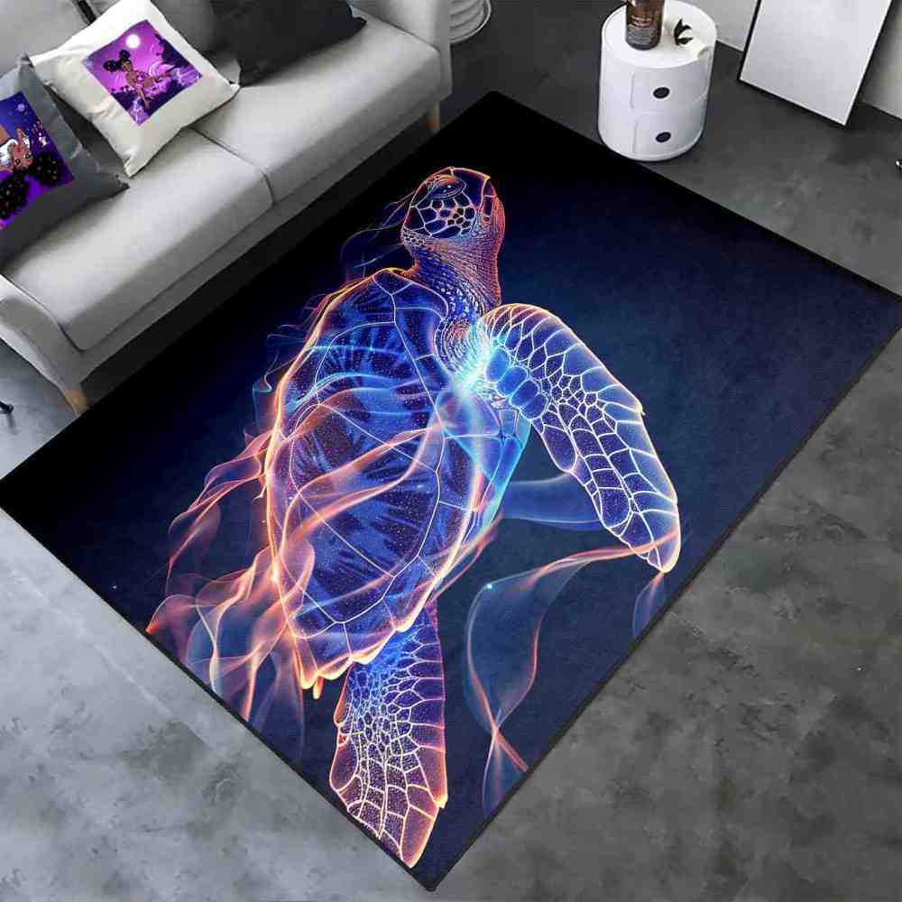 Dynamic Graphic Sea Turtle Gamer Rug Upgrade Ultra Non-Slip Backing | CozyLil