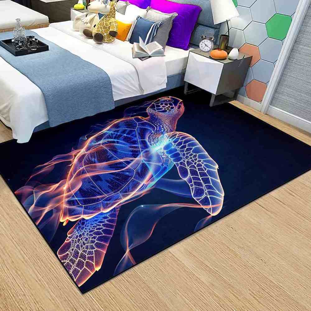 Dynamic Graphic Sea Turtle Gamer Rug Upgrade Ultra Non-Slip Backing | CozyLil