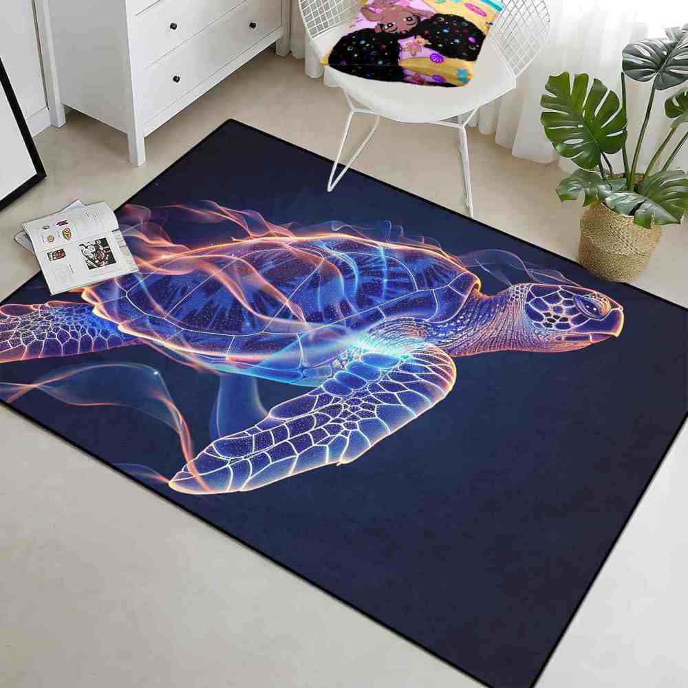 Dynamic Graphic Sea Turtle Gamer Rug Upgrade Ultra Non-Slip Backing | CozyLil