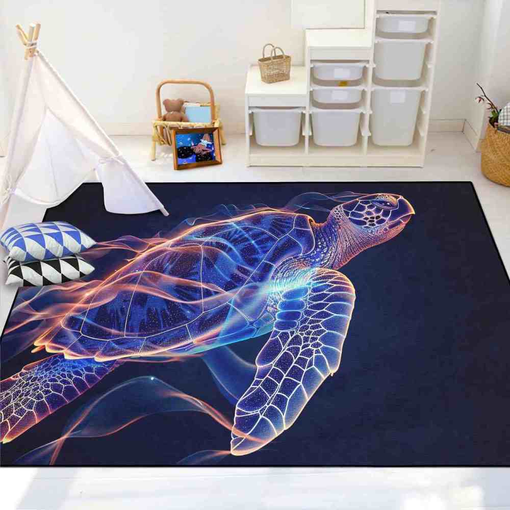 Dynamic Graphic Sea Turtle Gamer Rug Upgrade Ultra Non-Slip Backing | CozyLil