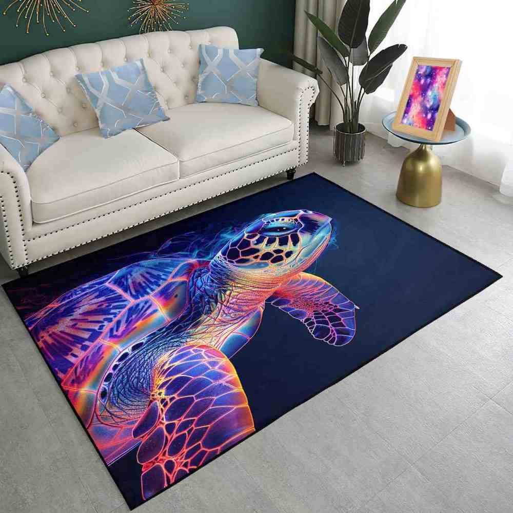 Abstract Vivid Sea Turtle Boys Bedroom Area Rug Upgrade Ultra Non-Slip | CozyLil
