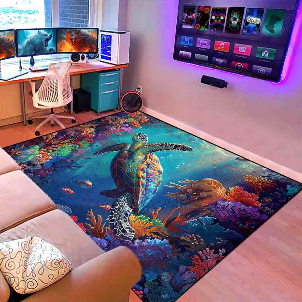 Sunlit Ocean Sea Turtle Nursery Floor Mat Upgrade Ultra Non-Slip | CozyLil