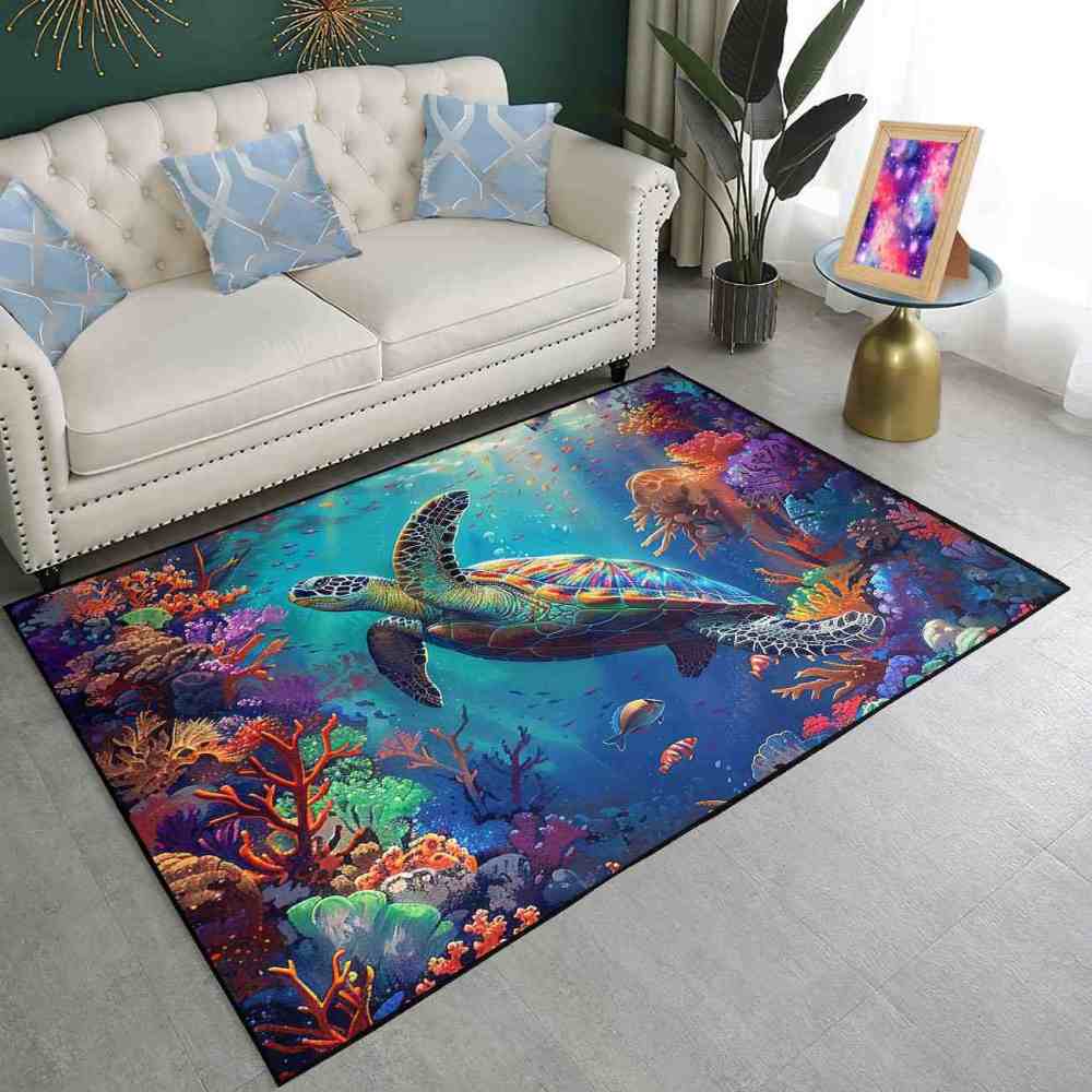 Sunlit Ocean Sea Turtle Nursery Floor Mat Upgrade Ultra Non-Slip | CozyLil