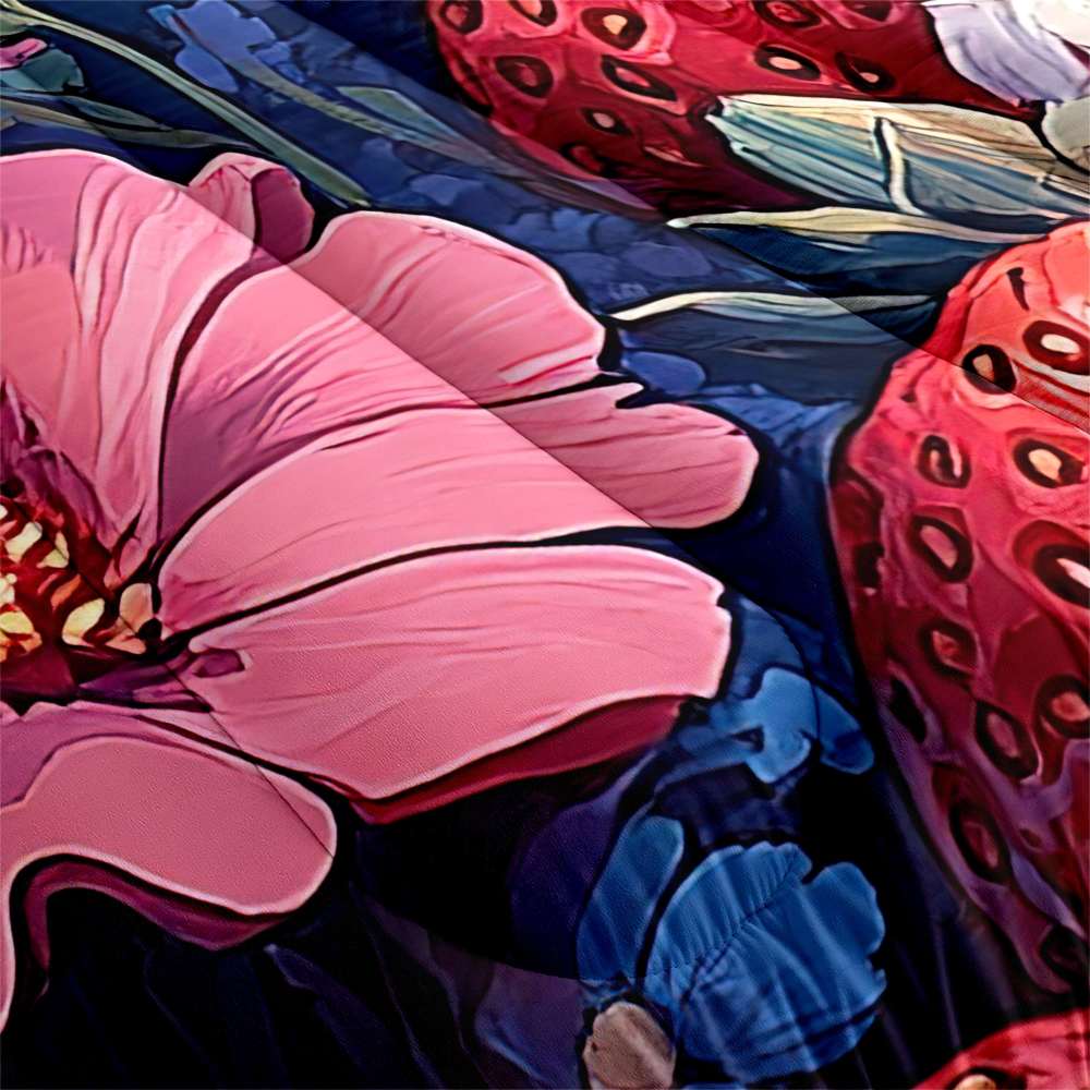 Strawberry Garden Kitten Comforter Set Girls Room | CozyLil