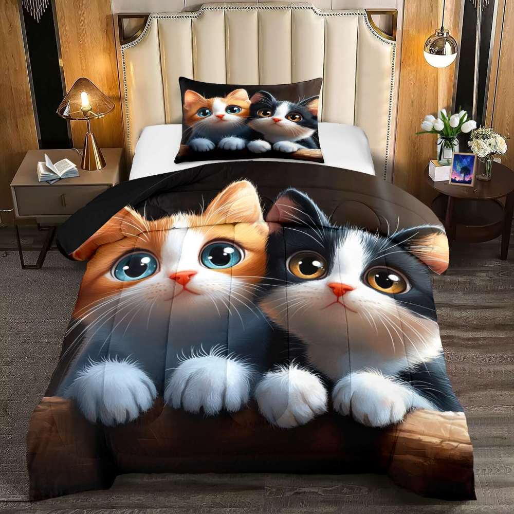 Curious Peeking Kittens Comforter Set Kids Room | CozyLil