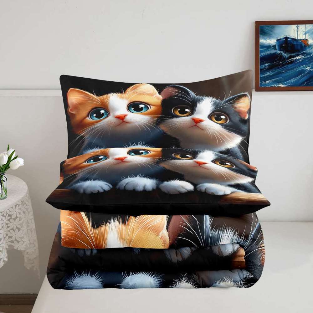Curious Peeking Kittens Comforter Set Kids Room | CozyLil