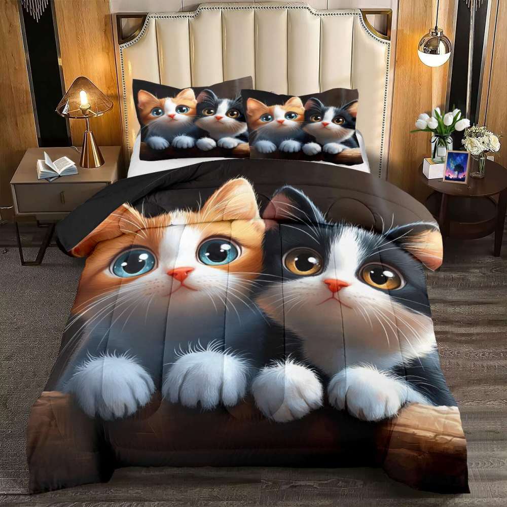Curious Peeking Kittens Comforter Set Kids Room | CozyLil