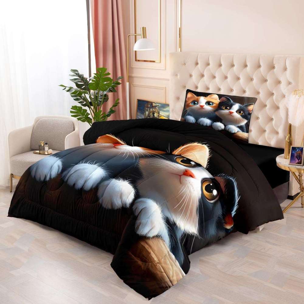 Curious Peeking Kittens Comforter Set Kids Room | CozyLil