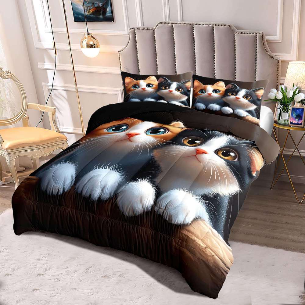 Curious Peeking Kittens Comforter Set Kids Room | CozyLil