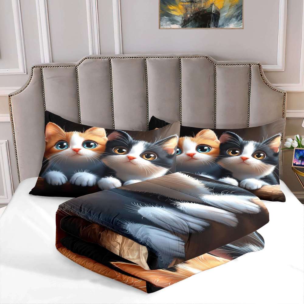 Curious Peeking Kittens Comforter Set Kids Room | CozyLil