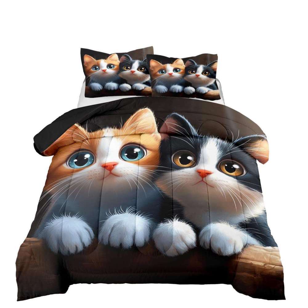 Curious Peeking Kittens Comforter Set Kids Room | CozyLil