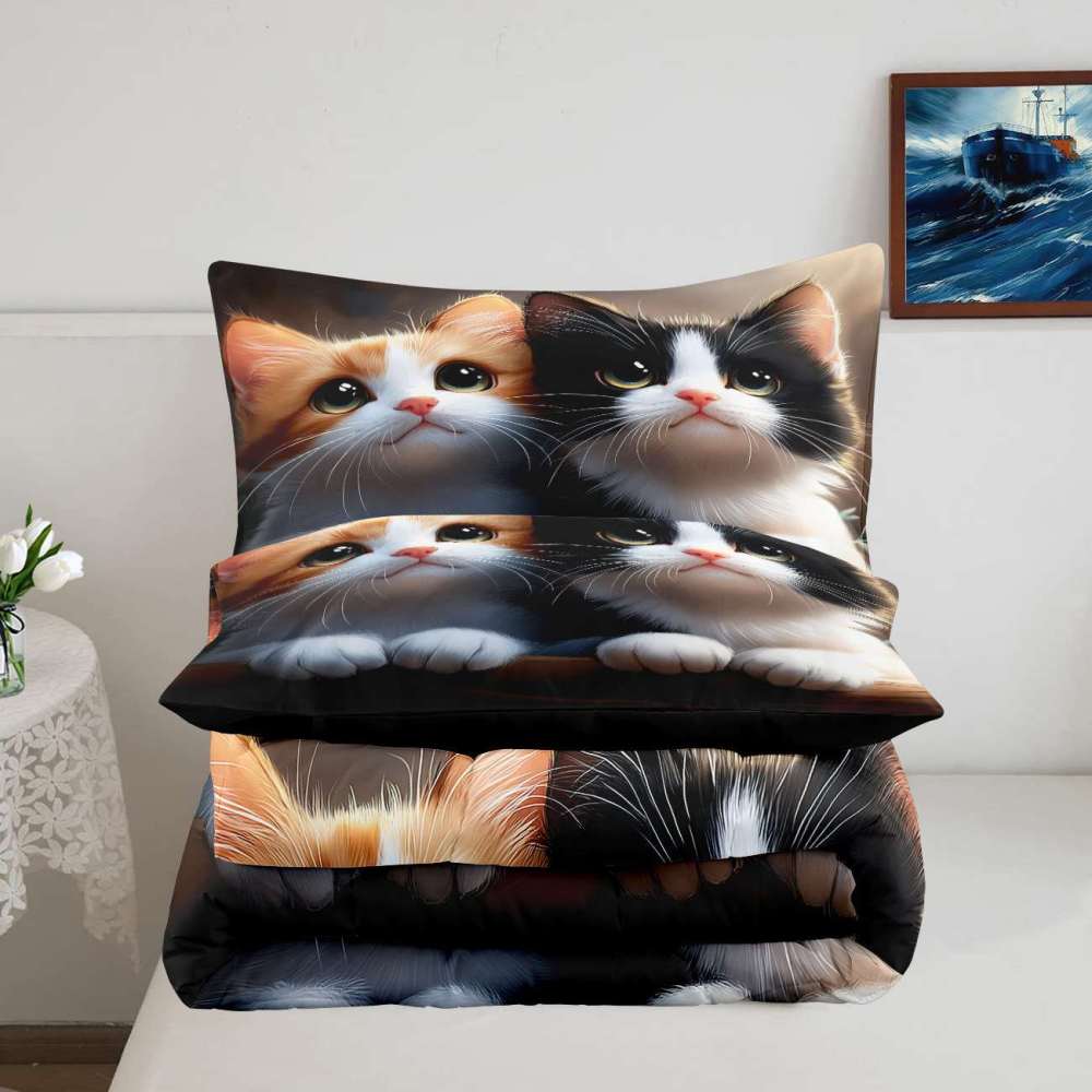 Big Eyed Staring Kittens Comforter Set Animal Bedding | CozyLil