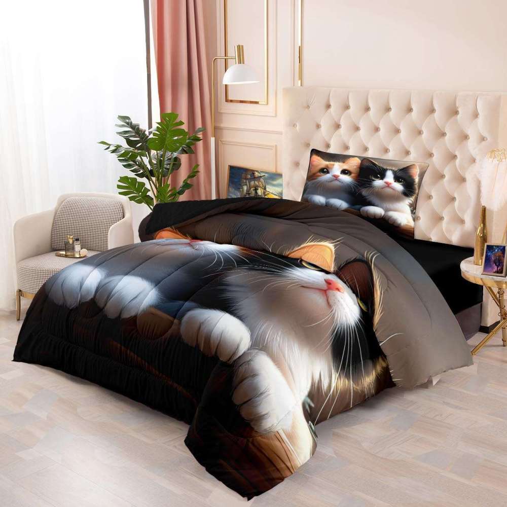 Big Eyed Staring Kittens Comforter Set Animal Bedding | CozyLil