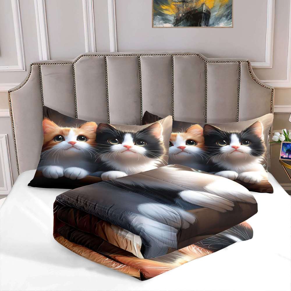Big Eyed Staring Kittens Comforter Set Animal Bedding | CozyLil