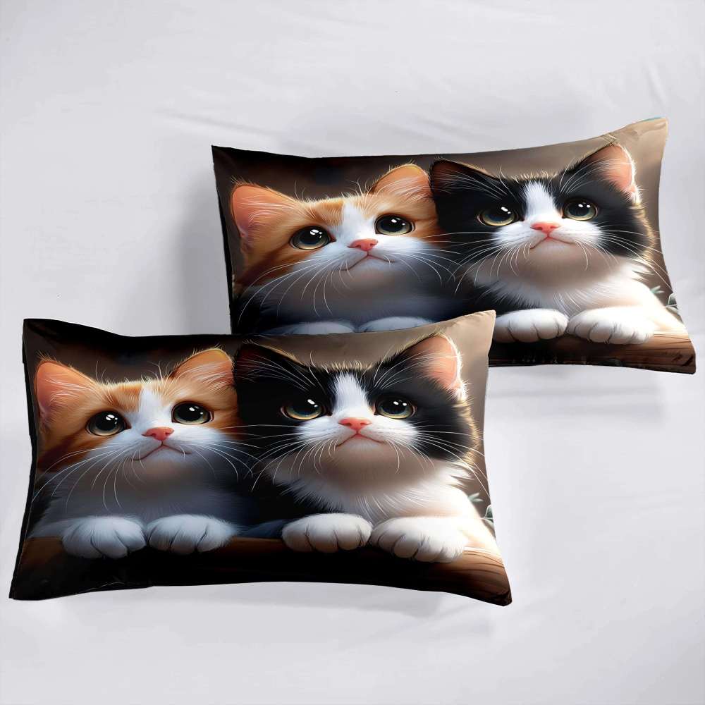 Big Eyed Staring Kittens Comforter Set Animal Bedding | CozyLil