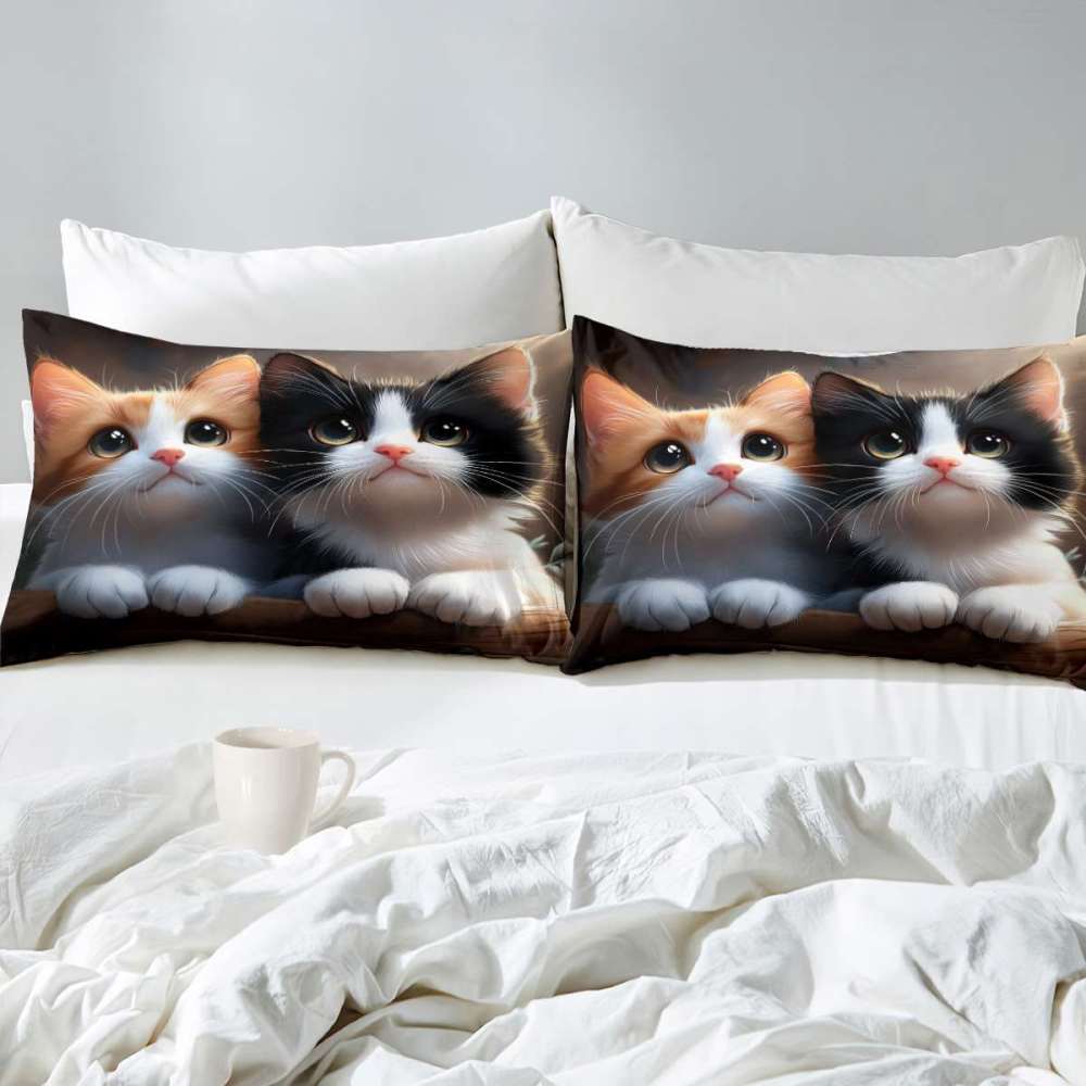 Big Eyed Staring Kittens Comforter Set Animal Bedding | CozyLil
