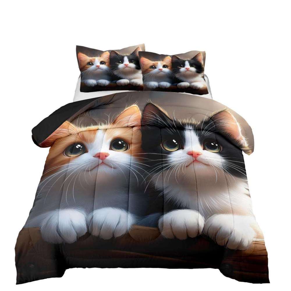 Big Eyed Staring Kittens Comforter Set Animal Bedding | CozyLil