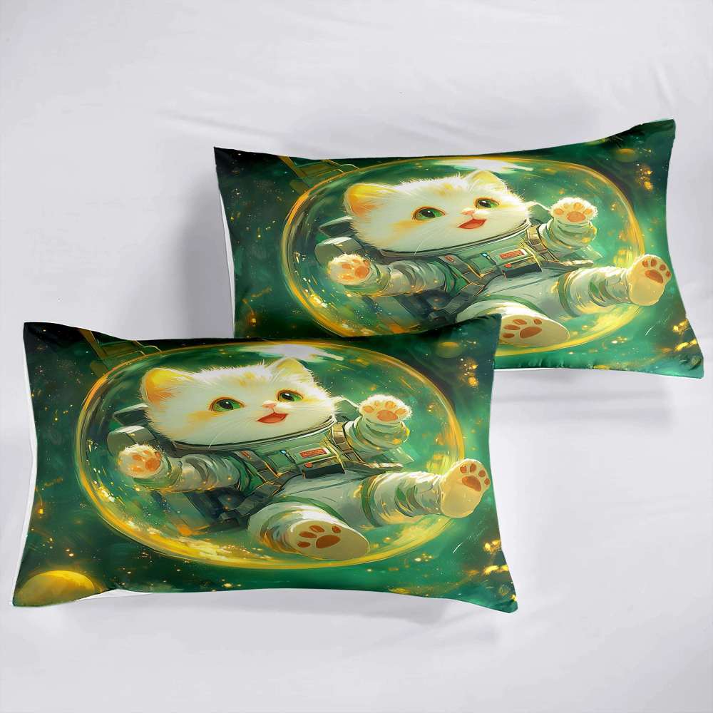Outer Space Astronaut Cat Comforter Set Boys Bedding | CozyLil