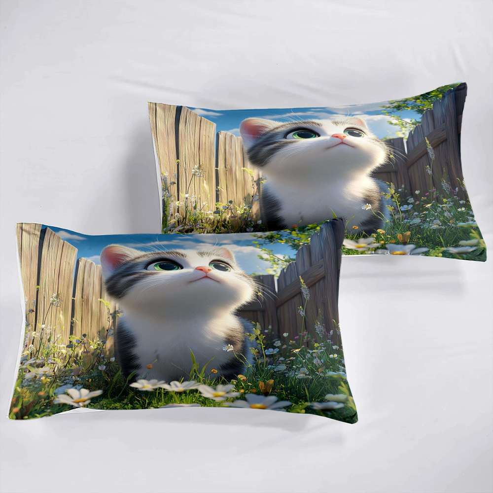 Spring Daisy Kitten Comforter Set Girls Bedding | CozyLil