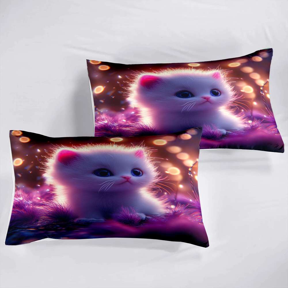 Enchanted Purple Forest Fluffy Kitten Comforter Set Kids Bedding | CozyLil