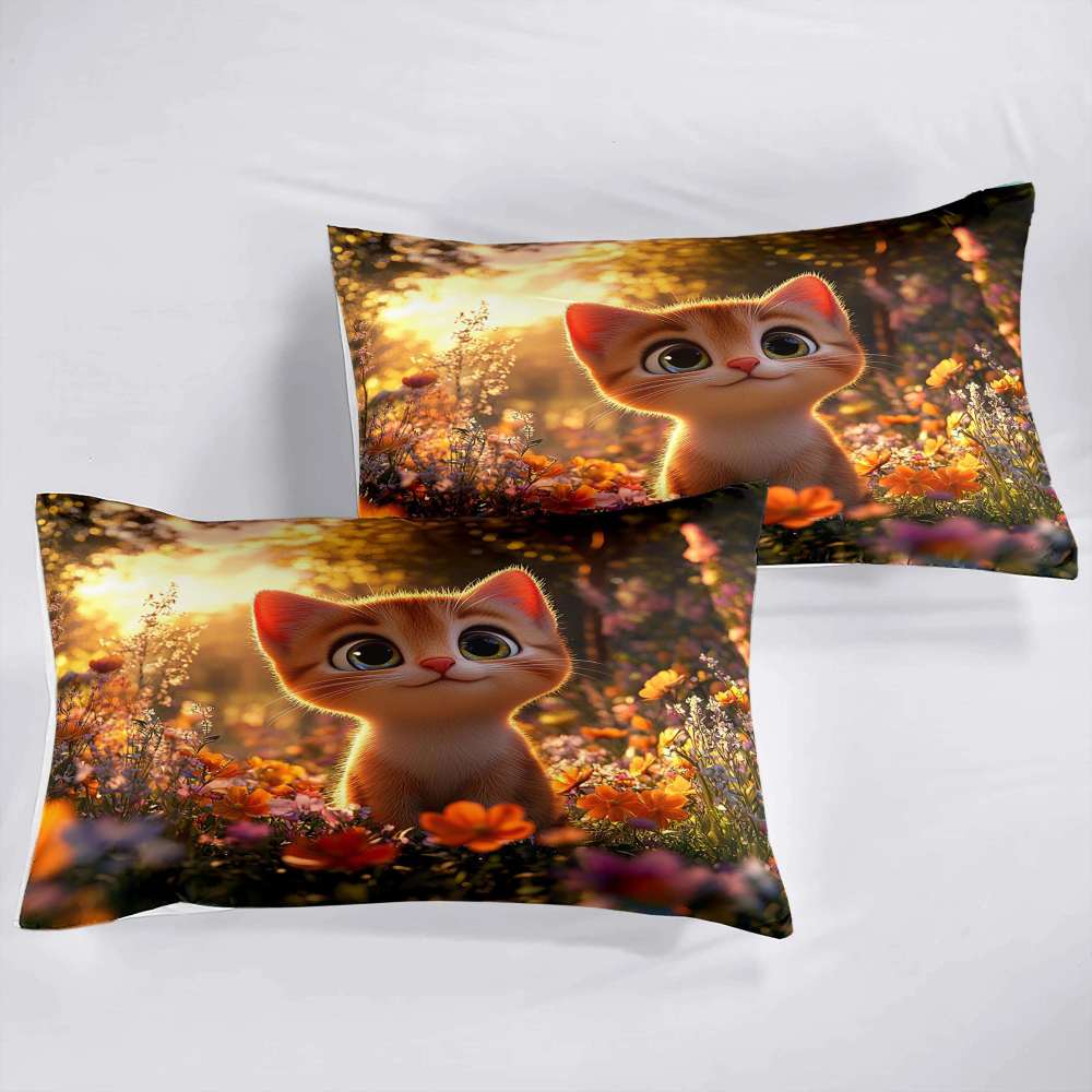 Sunlit Meadow Orange Tabby Comforter Set Toddler Bedding | CozyLil