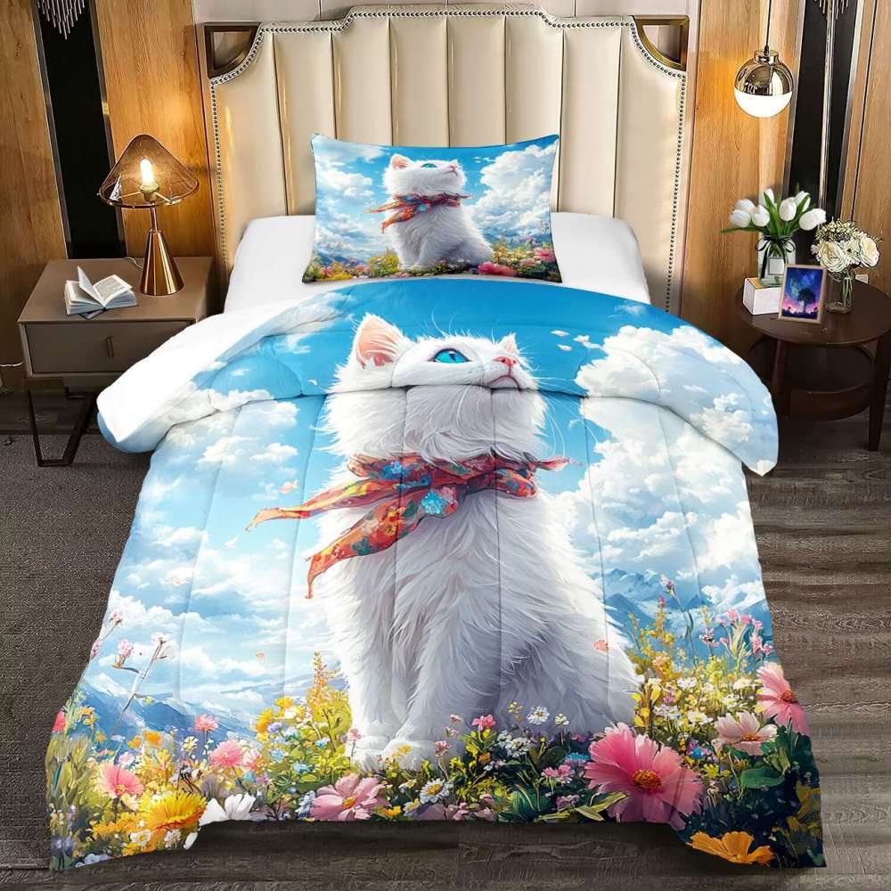 Majestic Scarf Kitten Sky Comforter Set Girls Bedding | CozyLil