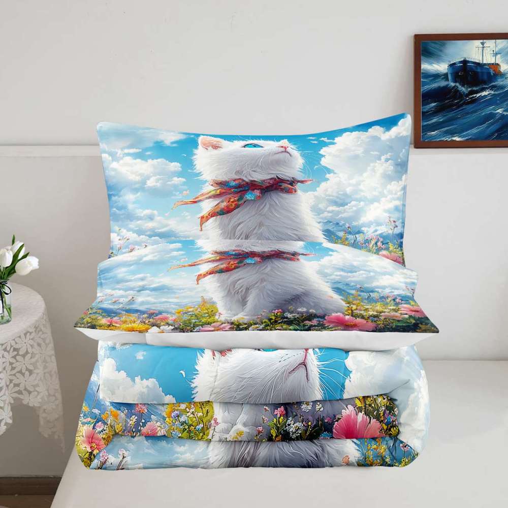 Majestic Scarf Kitten Sky Comforter Set Girls Bedding | CozyLil