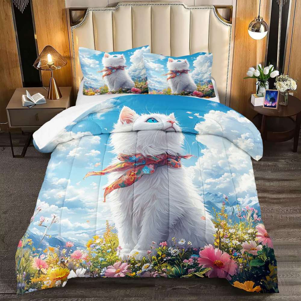 Majestic Scarf Kitten Sky Comforter Set Girls Bedding | CozyLil