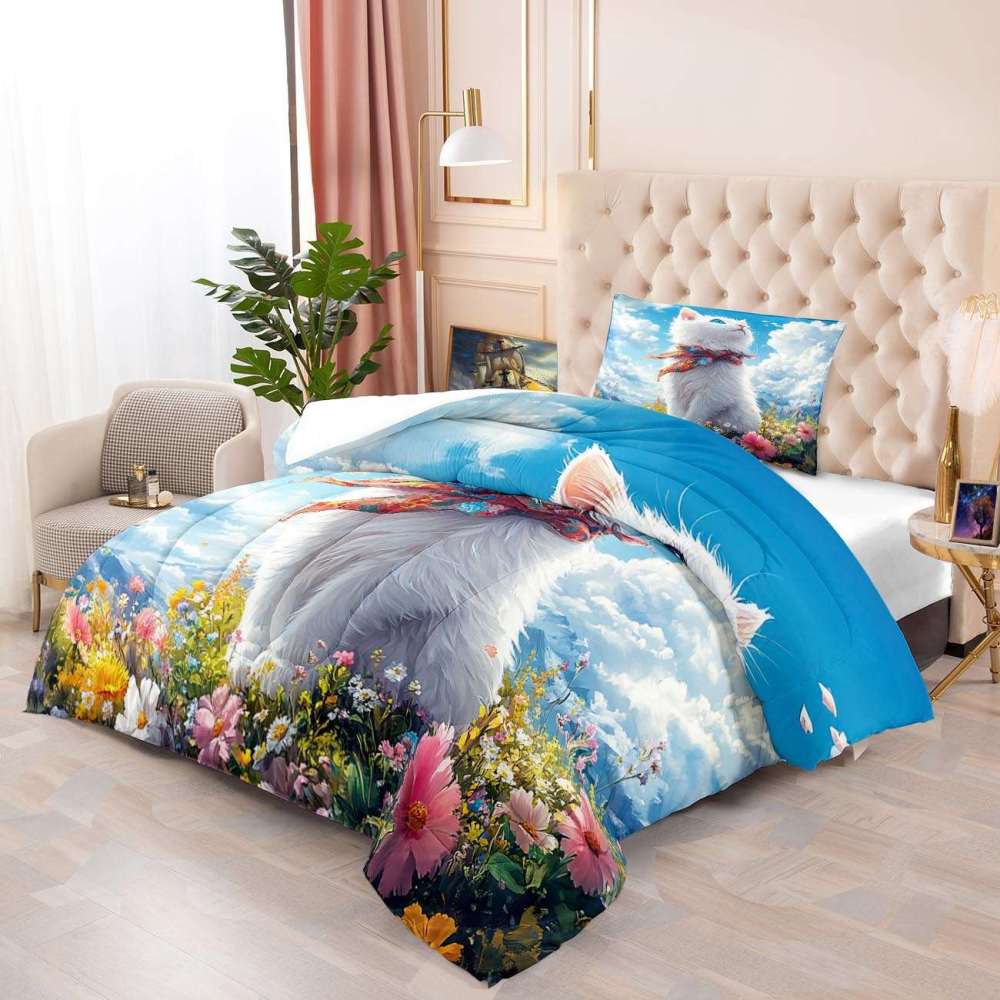 Majestic Scarf Kitten Sky Comforter Set Girls Bedding | CozyLil