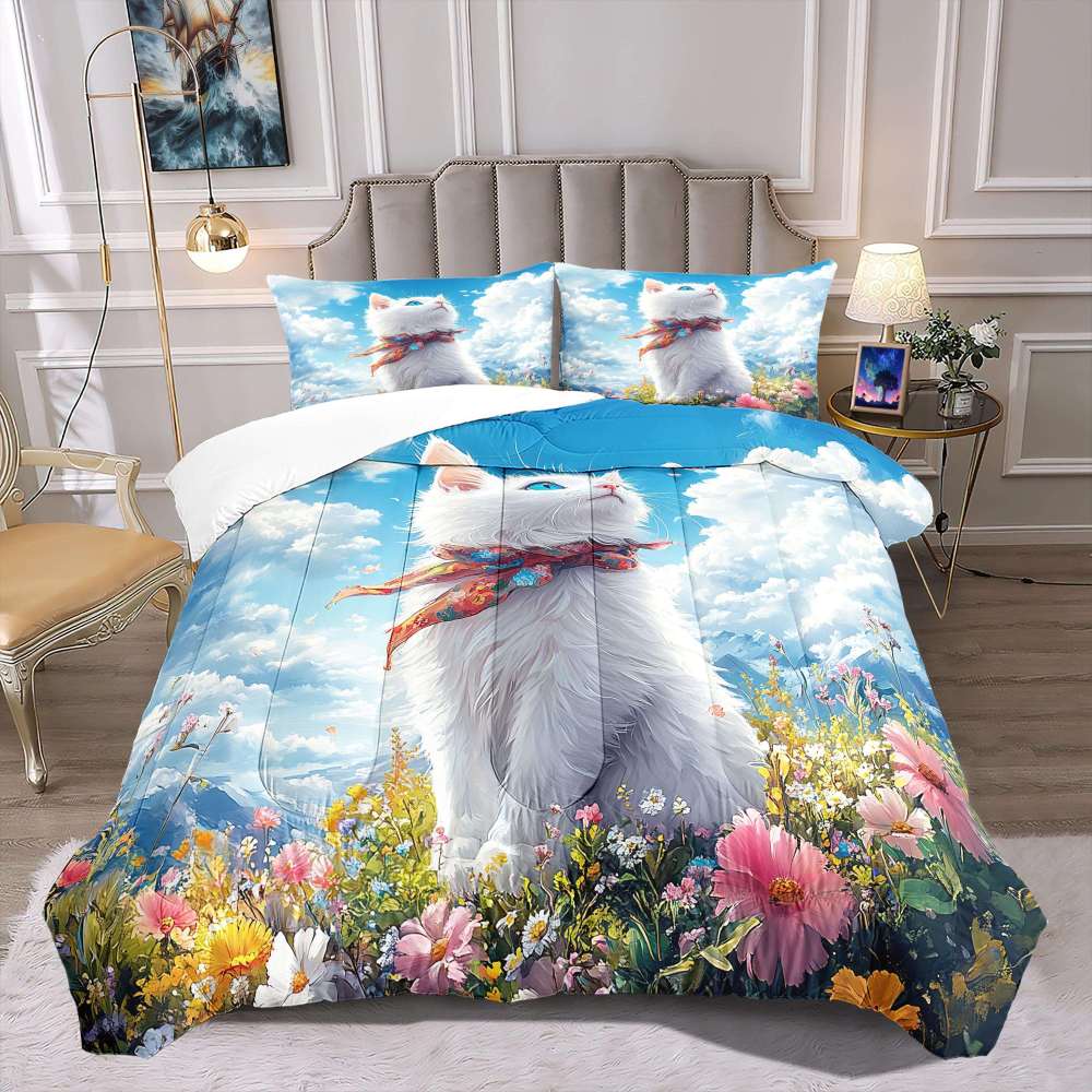 Majestic Scarf Kitten Sky Comforter Set Girls Bedding | CozyLil