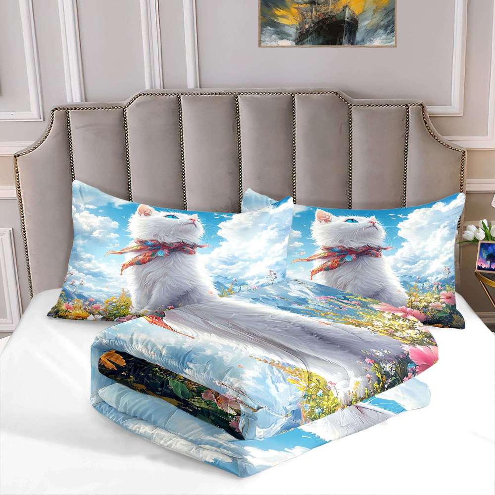 Majestic Scarf Kitten Sky Comforter Set Girls Bedding | CozyLil