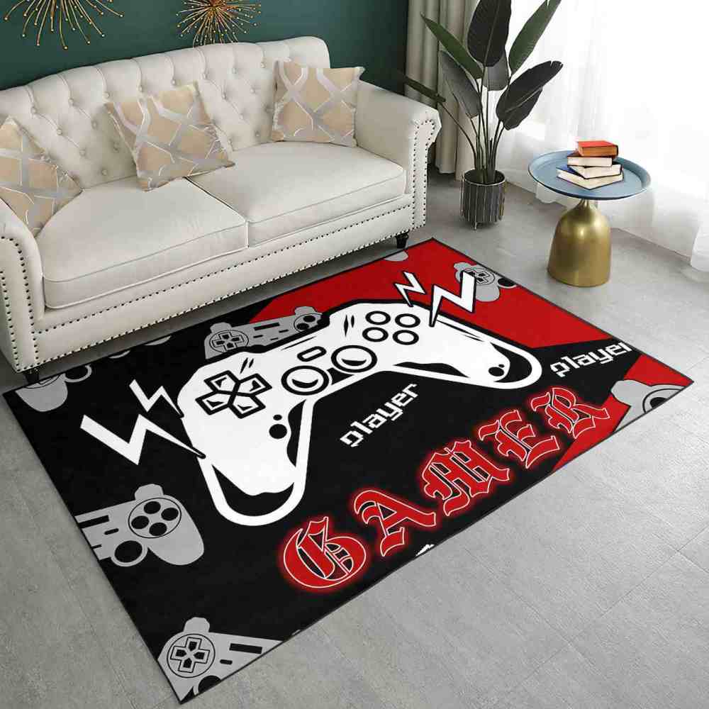 Retro Gamer Controller Red and Black Area Rug | CozyLil