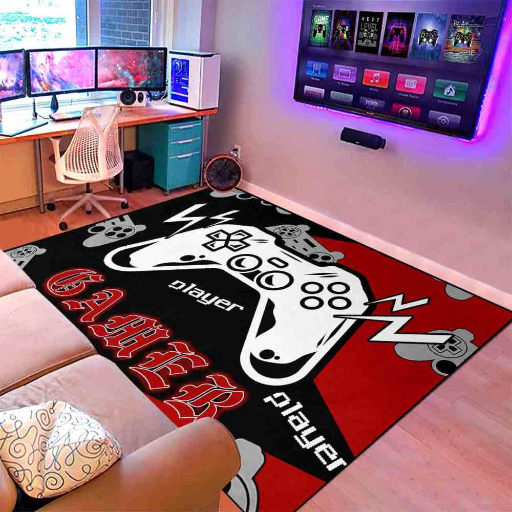 Retro Gamer Controller Red and Black Area Rug | CozyLil