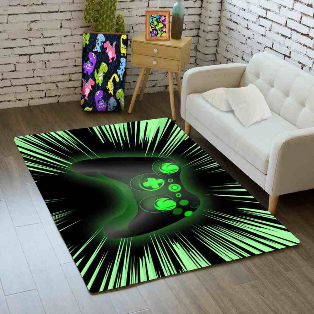 Cyber Green Glow-Style Gamepad Area Rug | CozyLil