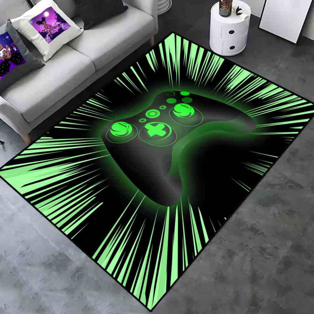 Cyber Green Glow-Style Gamepad Area Rug | CozyLil