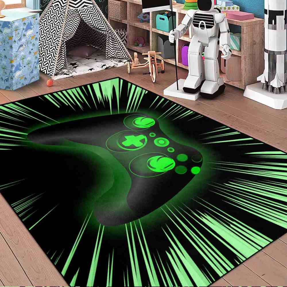 Cyber Green Glow-Style Gamepad Area Rug | CozyLil