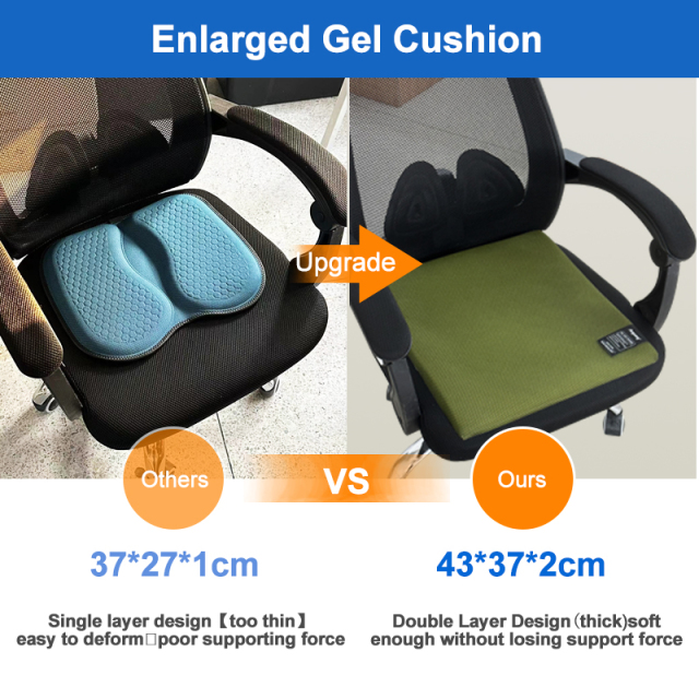 AJ Gel seat cushion Office & Car Gel Seat Cushion Double Thick Quilted Orthopedic Cooling All-Season Coccyx Support Outdoor Use,Anjuny - One Stop Cooling& Heating solution Manufactor,AJ Gel seat cushion Office & Car Gel Seat Cushion Double Thick Quilted Orthopedic Cooling All-Season Coccyx Support Outdoor Use