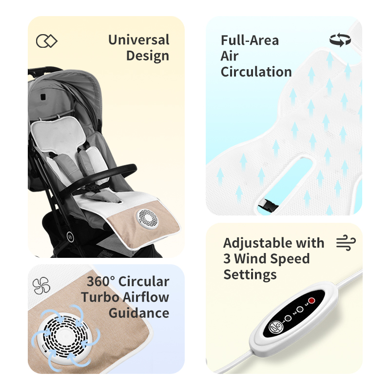 Baby Cooling Stroller Seat Liner Mat Air Breeze 5V USB Cooling Pad Washable Ventilated Stroller Seat Liner Fan Mat for Baby Strollers & Accessories,Anjuny - One Stop Cooling& Heating solution Manufactor,Baby Cooling Stroller Seat Liner Mat Air Breeze 5V USB Cooling Pad Washable Ventilated Stroller Seat Liner Fan Mat for Baby Strollers & Accessories